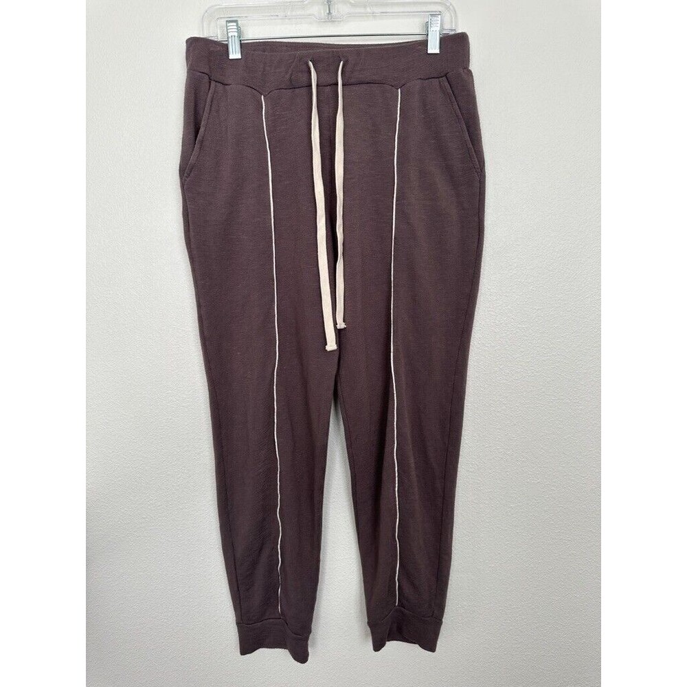 Monrow Seamed Cotton Sweats Brown Stretchy Athleisure Lounge Men's Size Medium